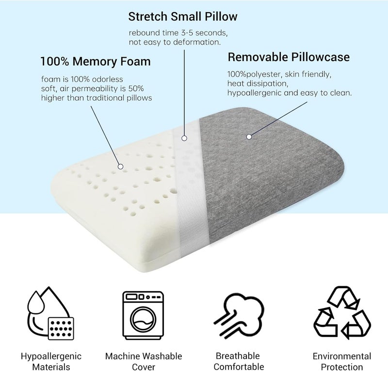 LSFFM Travel & Camping Memory Foam Pillow, Travel Essentials, Hammock Pillows with Double-Layered Pillow Cover, Easy to Clean, Compact Travel Pillows for Sleeping (Grey) - Image 4
